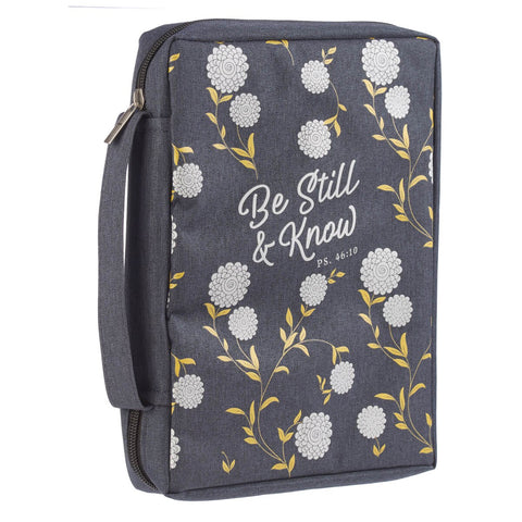 Be Still and Know Navy Poly-canvas Bible Cover - Psalm 46:10