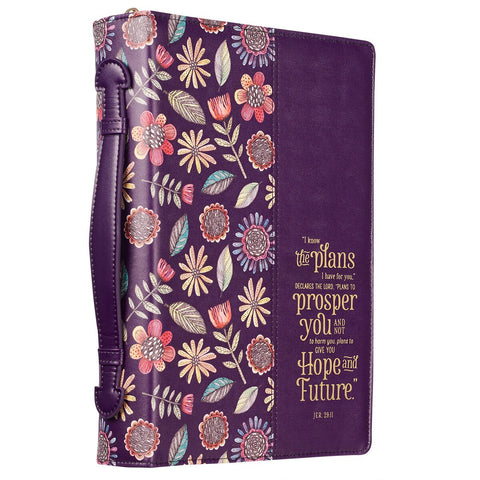 I Know the Plans Purple Floral Faux Leather Fashion Bible Cover - Jeremiah 29:11