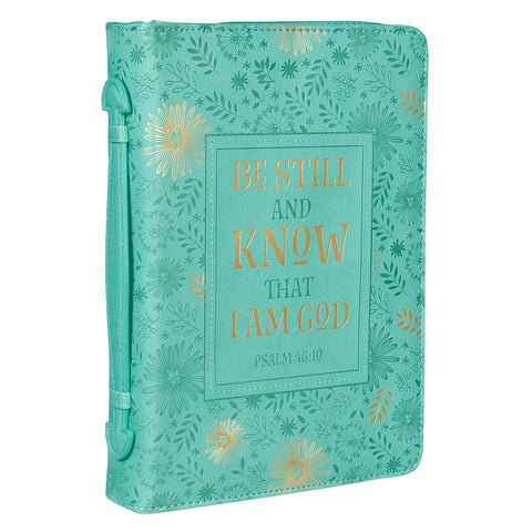 Be Still and Know Turquoise Faux Leather Fashion Bible Cover - Psalm 46:10