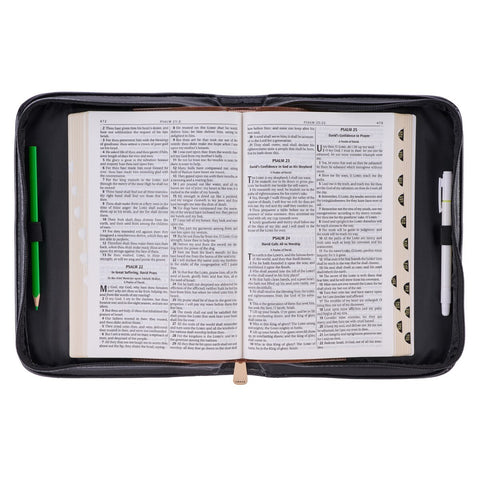 Blessed Black Croc Faux Leather Fashion Bible Cover with Tassels