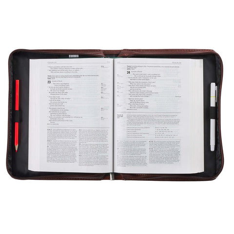 John 3:16 Two-Tone Brown Faux Leather Bible Cover With Cross