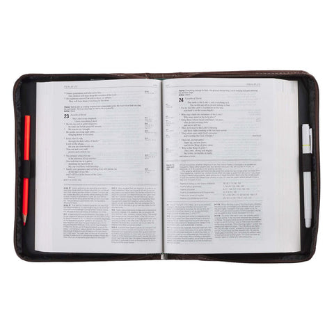A Man's Heart Brown Faux Leather Classic Bible Cover - Proverbs 16:9
