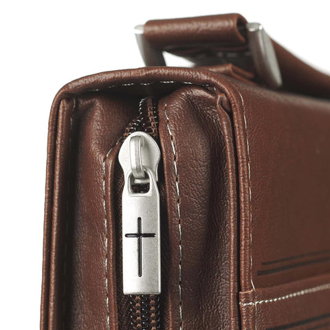 A Man's Heart Brown Faux Leather Classic Bible Cover - Proverbs 16:9