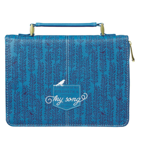 The Lord Is My Strength and My Song Blue Faux Leather Fashion Bible Cover - Psalm 118:14