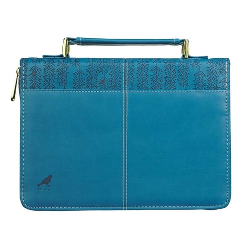 The Lord Is My Strength and My Song Blue Faux Leather Fashion Bible Cover - Psalm 118:14