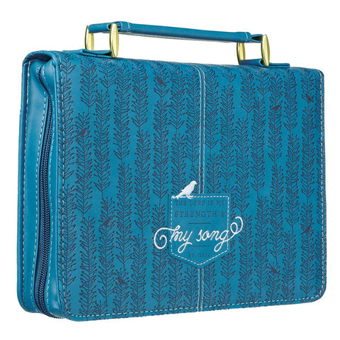 The Lord Is My Strength and My Song Blue Faux Leather Fashion Bible Cover - Psalm 118:14