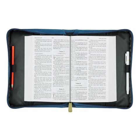 The Lord Is My Strength and My Song Blue Faux Leather Fashion Bible Cover - Psalm 118:14