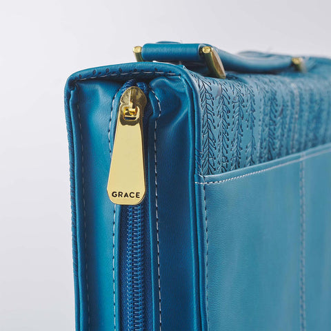 The Lord Is My Strength and My Song Blue Faux Leather Fashion Bible Cover - Psalm 118:14