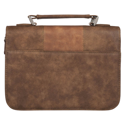 Trust In The Lord Two-Tone Brown Classic Faux Leather Bible Cover - Proverbs 3:5