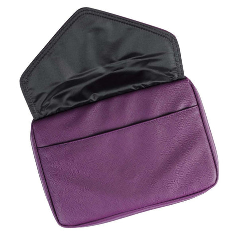 Purple Faux Leather Fashion Bible Cover with Decorative Flap and Metal Heart Badge