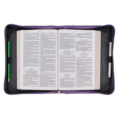 Purple Sunflower Strength & Dignity Faux Leather Fashion Bible Cover - Proverbs 31:25