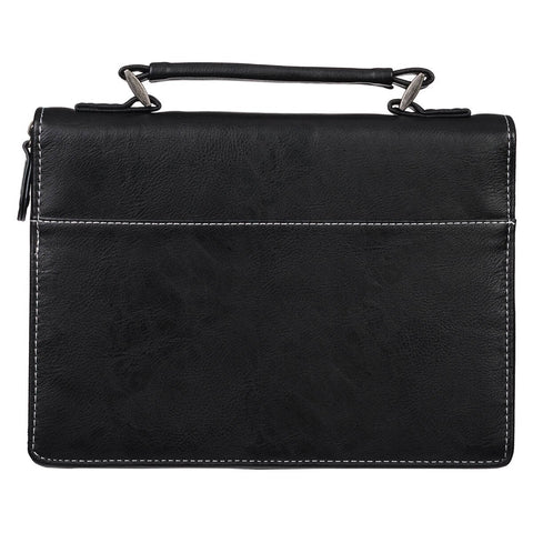 Through Christ Scenic Mountain Black Faux Leather Classic Bible Cover - Philippians 4:13