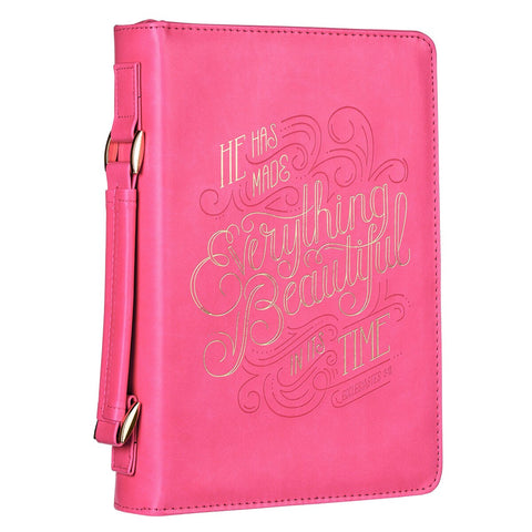 He Has Made Everything Beautiful Pink Faux Leather Fashion Bible Cover - Ecclesiastes 3:11