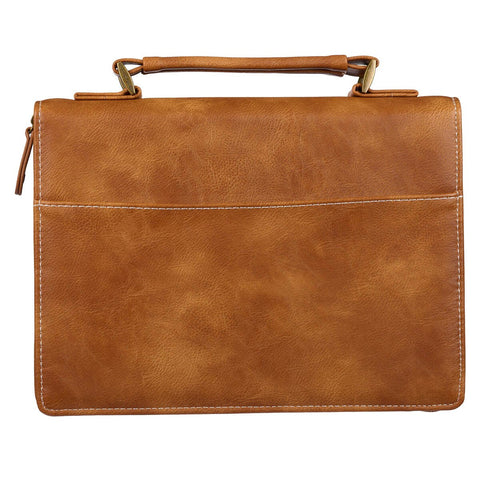 Be Strong and Courageous Mountain Lion Toffee Brown Faux Leather Classic Bible Cover – Joshua 1:9