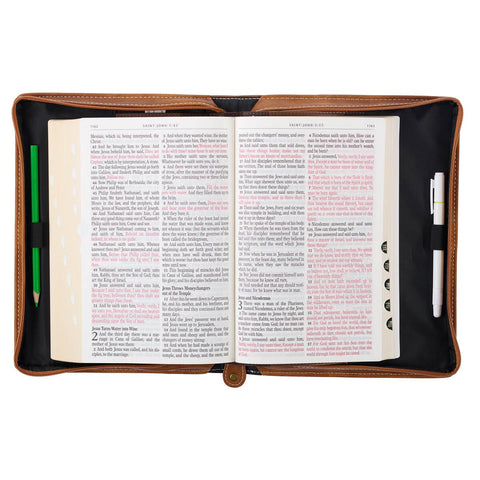 Be Strong and Courageous Mountain Lion Toffee Brown Faux Leather Classic Bible Cover – Joshua 1:9