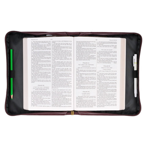 Burgundy Be Still and Know Classic Faux Leather Bible Cover - Psalm 46:10