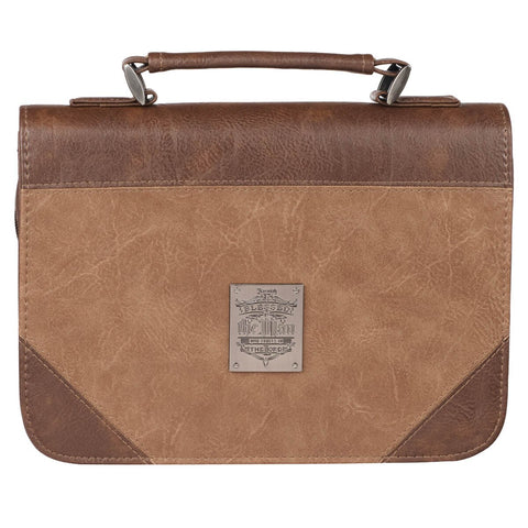 Blessed Is The Man Two-tone Brown Faux Leather Bible Cover - Jeremiah 17:7