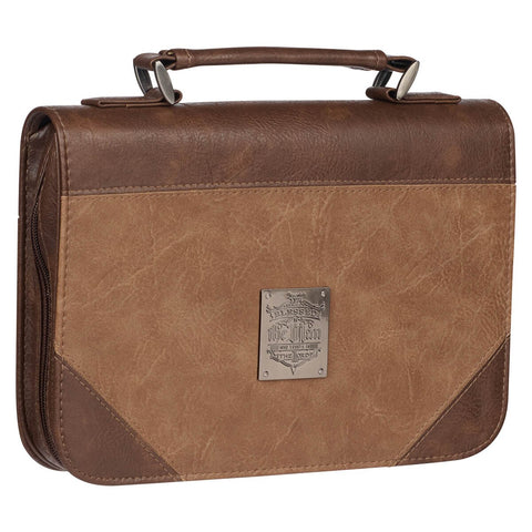 Blessed Is The Man Two-tone Brown Faux Leather Bible Cover - Jeremiah 17:7