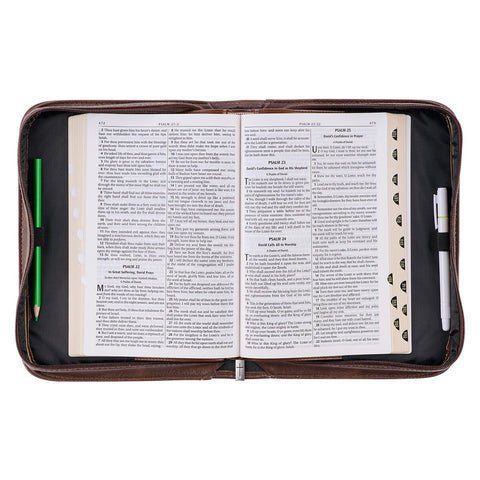 Blessed Is The Man Two-tone Brown Faux Leather Bible Cover - Jeremiah 17:7