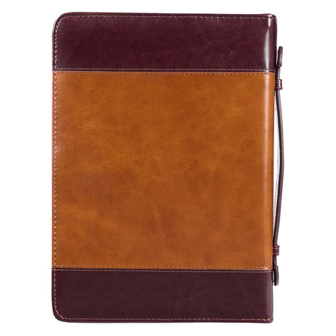 Stand Firm Two-tone Brown Faux Leather Classic Bible Cover - 1 Corinthians 16:13
