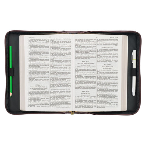 Stand Firm Two-tone Brown Faux Leather Classic Bible Cover - 1 Corinthians 16:13
