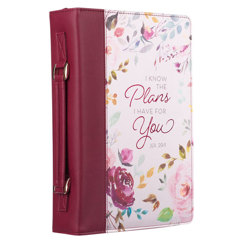 The Plans I Have for You Plum Floral Faux Leather Fashion Bible Cover – Jeremiah 29:11