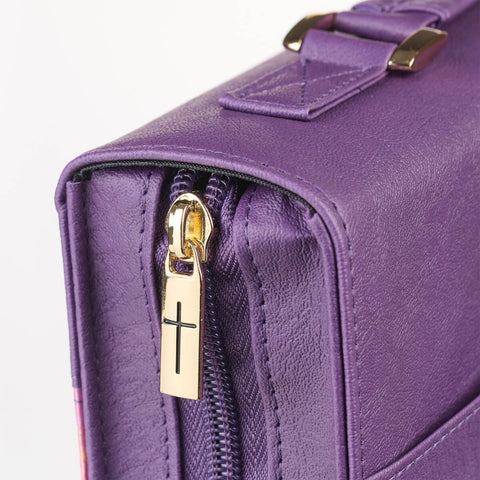 Strength & Dignity Purple Landscape Faux Leather Fashion Bible Cover – Proverbs 31:25