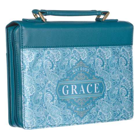 God's Grace Teal Paisley Faux Leather Fashion Bible Cover