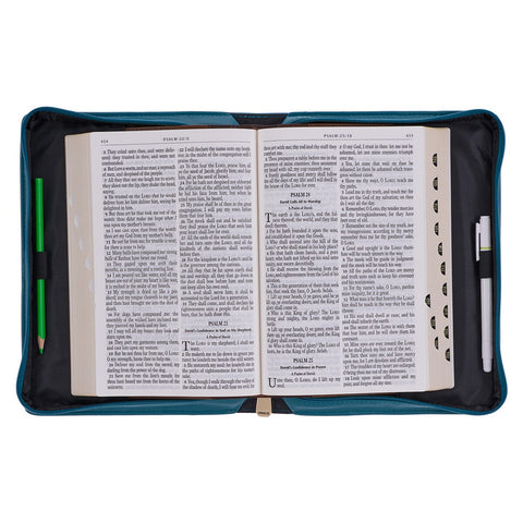 God's Grace Teal Paisley Faux Leather Fashion Bible Cover