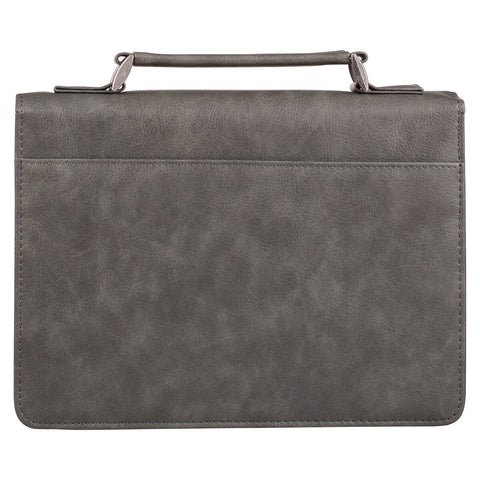 Trust in the LORD Gray and Black Faux Leather Bible Cover - Proverbs 3:5