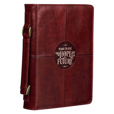 Hope and a Future Chestnut Brown Faux Leather Classic Bible Cover - Jeremiah 29:11