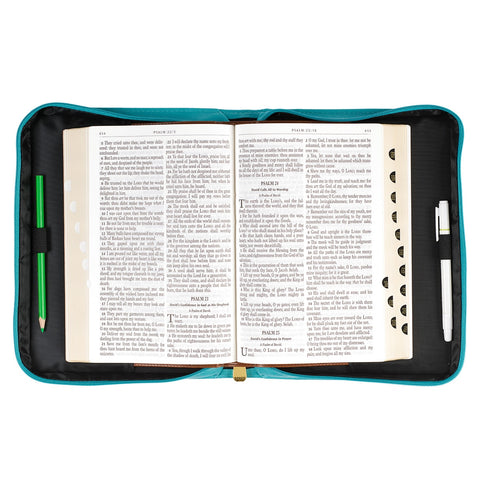 Amazing Grace Floral Teal Faux Leather Fashion Bible Cover