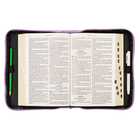 Be Still & Know Purple Laurel Faux Leather Fashion Bible Cover - Psalm 46:10