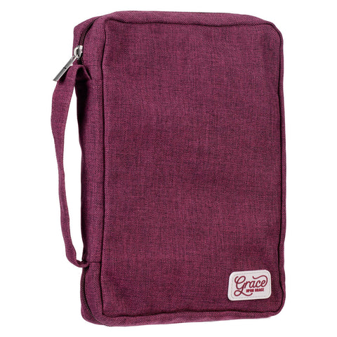 Plum Poly-Canvas Value Bible Cover with Grace Badge - John 1:16