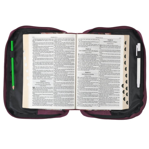 Plum Poly-Canvas Value Bible Cover with Grace Badge - John 1:16