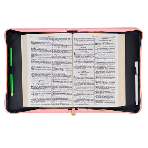 Through Christ Fluted Iris Pink Faux Leather Fashion Bible Cover - Philippians 4:13