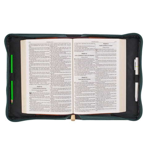 All Things are Possible Teal Tourmaline Faux Leather Fashion Bible Cover - Matthew 6:19