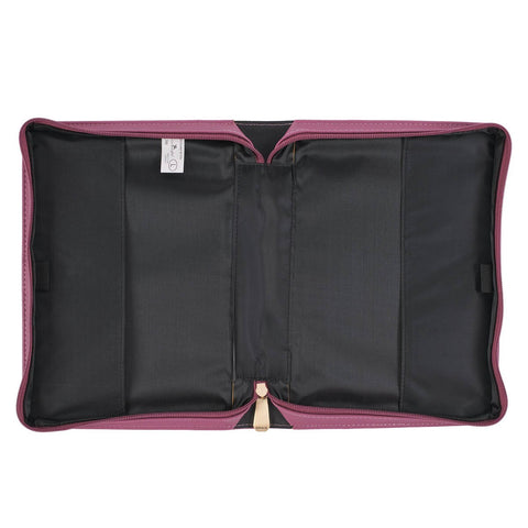 Strong and Courageous Topaz Pink Faux Leather Fashion Bible Cover - Joshua 1:9