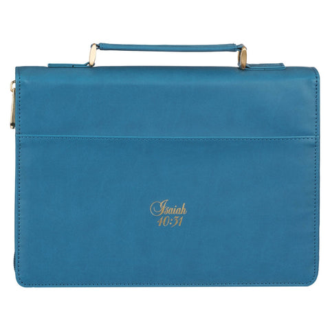 Hope in the LORD Floral Mediterranean Blue Faux Leather Fashion Bible Cover