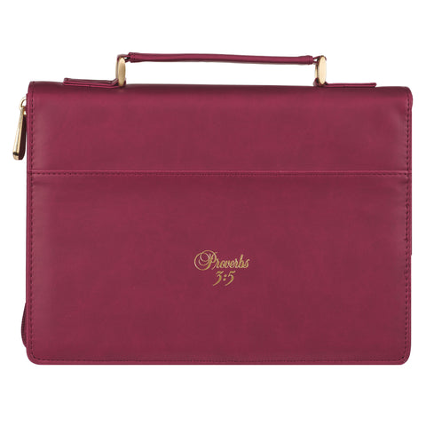 Trust in the LORD Floral Pomegranate Red Faux Leather Fashion Bible Cover - Proverbs 3:5