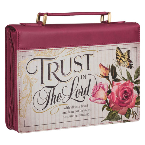 Trust in the LORD Floral Pomegranate Red Faux Leather Fashion Bible Cover - Proverbs 3:5