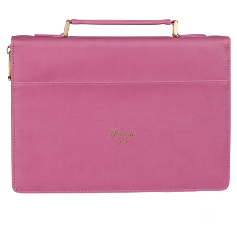 Trust in the LORD Floral Begonia Pink Faux Leather Fashion Bible Cover - Proverbs 3:5
