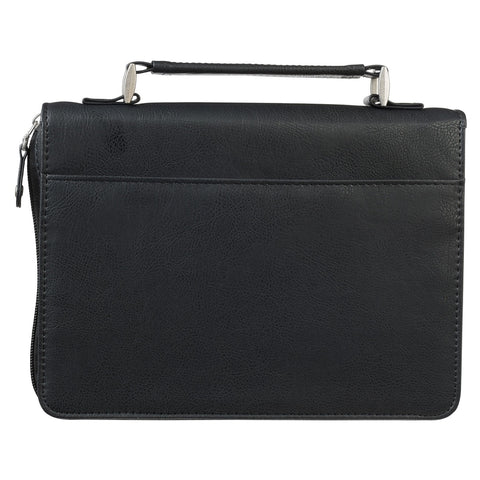 Be Strong in the Lord Black and Gray Lion Faux Leather Classic Bible Cover - Ephesians 6:10