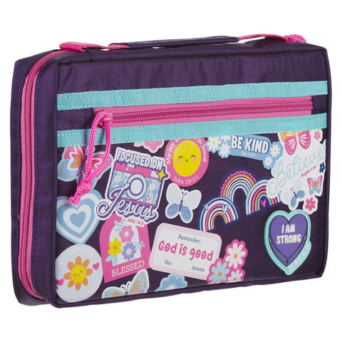 Shine For Jesus Stickers Purple Fashion Bible Cover - Proverbs 31:25