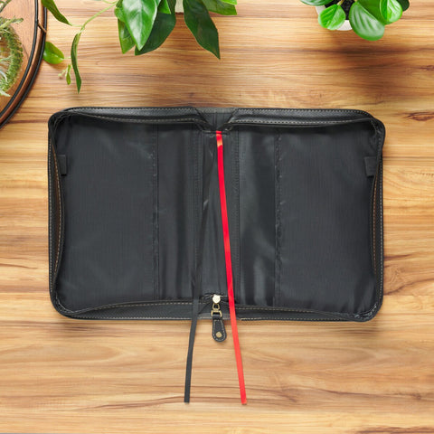 The Plans Black and Charcoal Faux Leather Classic Bible Cover - Jeremiah 29:11