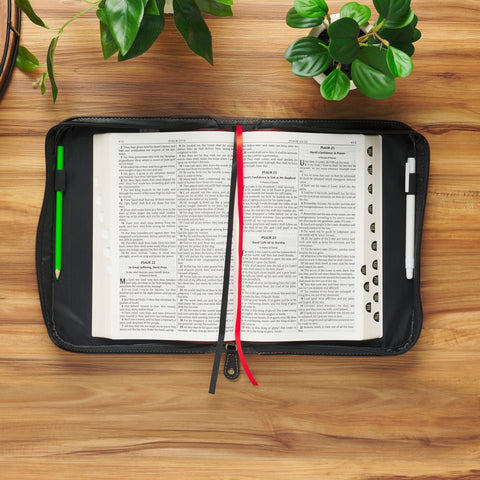 The Plans Black and Charcoal Faux Leather Classic Bible Cover - Jeremiah 29:11