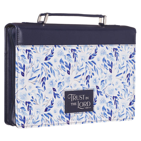 Trust in the Lord Blue Botany Faux Leather Bible Cover - Proverbs 3:5