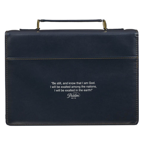 Be Still Serene Roses Blue Faux Leather Bible - Psalm 46:10