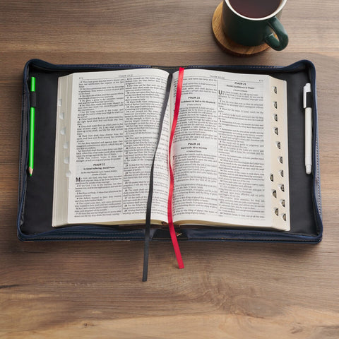 Be Still Serene Roses Blue Faux Leather Bible - Psalm 46:10