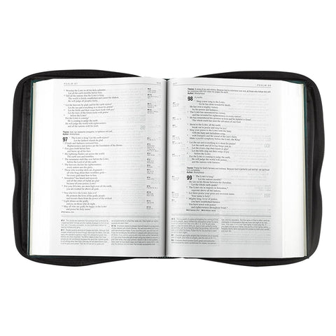 Polyester with Fish Badge in Black Bible Cover